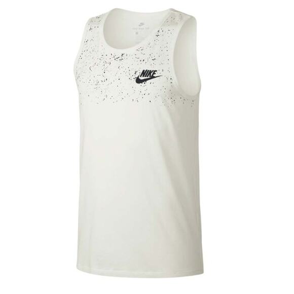Nike Tee White Black Sportswear Cotton Tank Top Womens S Scoop Neck Athletic Cut - Picture 1 of 9